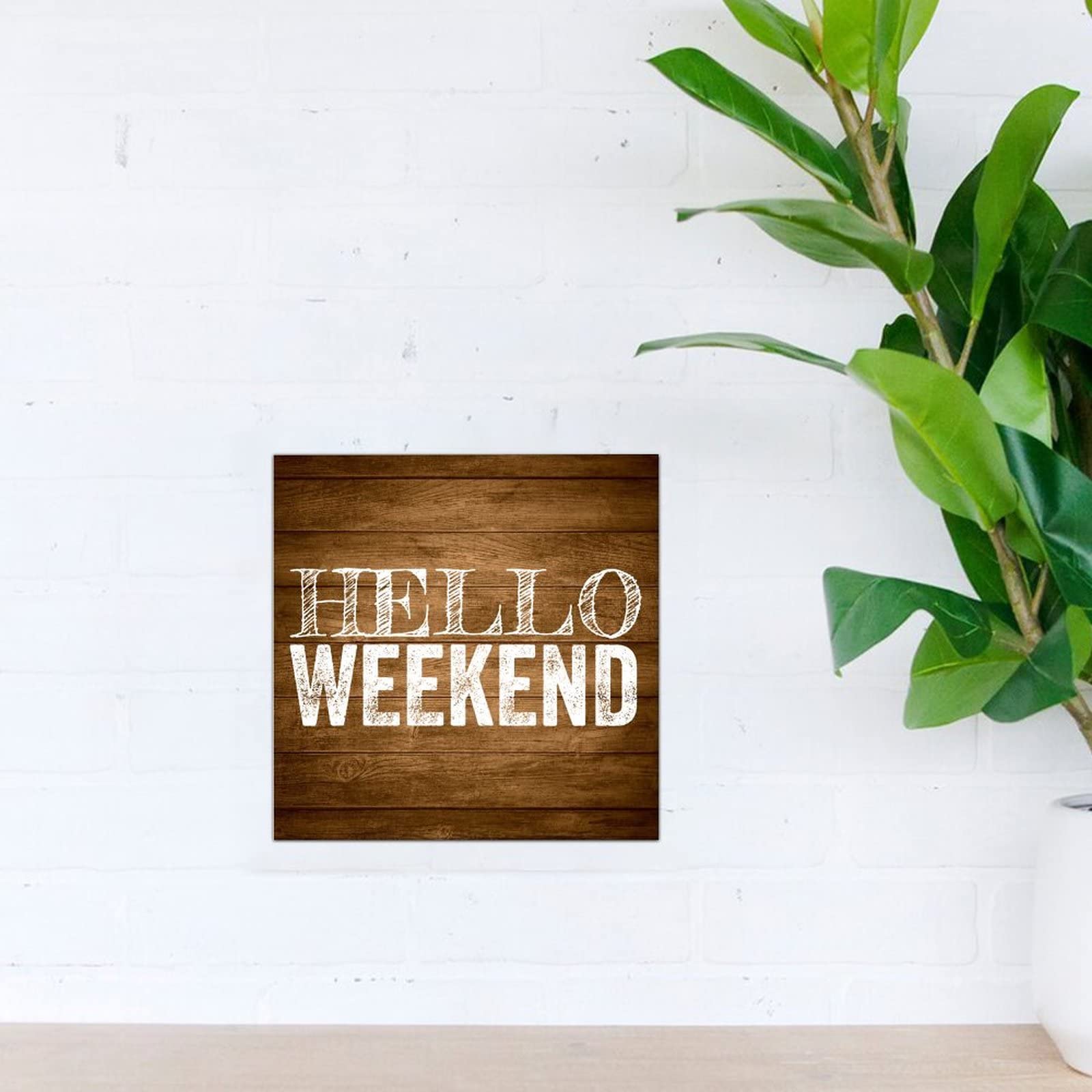Amazon.com: Hello Weekend Wooden Signs Retro Wall Plaque Funny